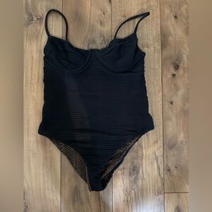 Acacia suki black ribbed one piece